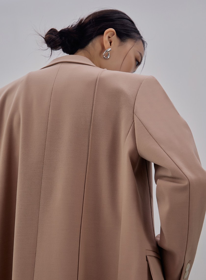 經典開衩細節長版西裝外套